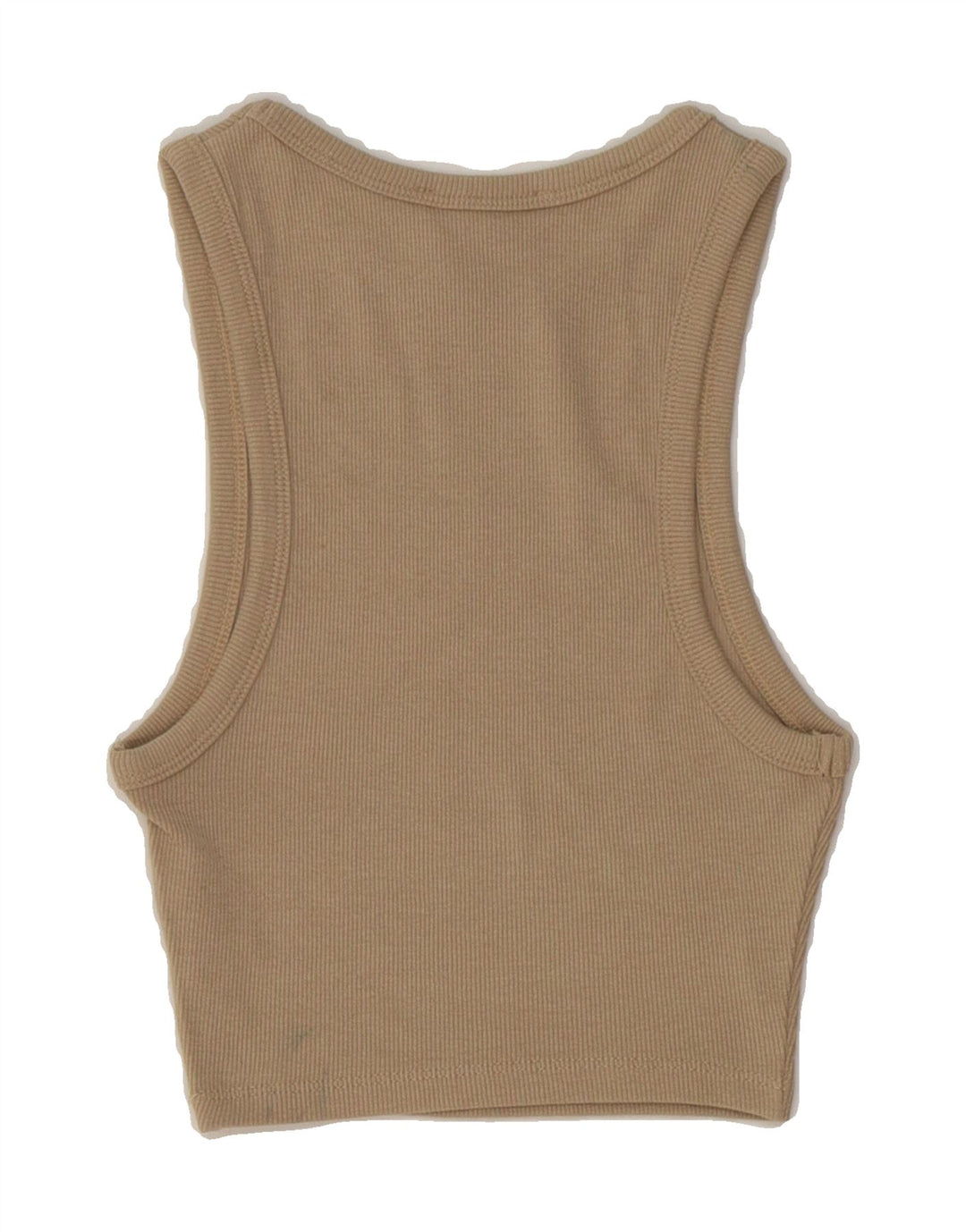ZARA Womens Crop Vest Top UK 8 Small Beige Cotton Vintage Zara and Second-Hand Zara from Messina Hembry 