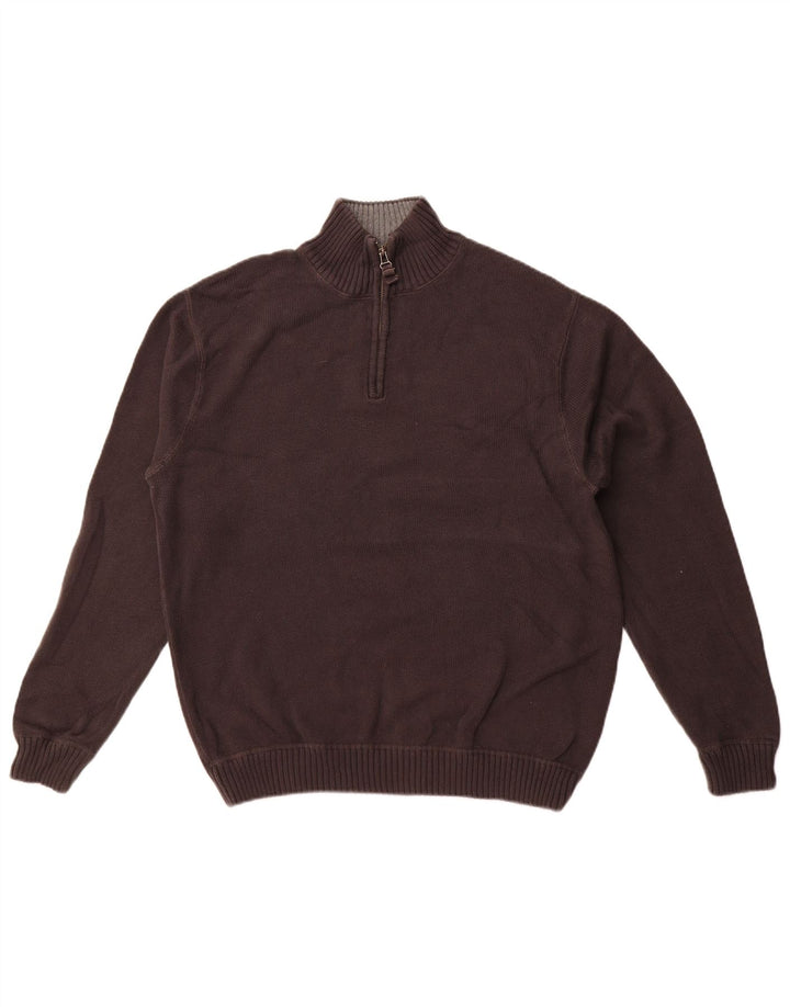 EDDIE BAUER Męski sweter zapinany na zamek, duży, szary, bawełniany