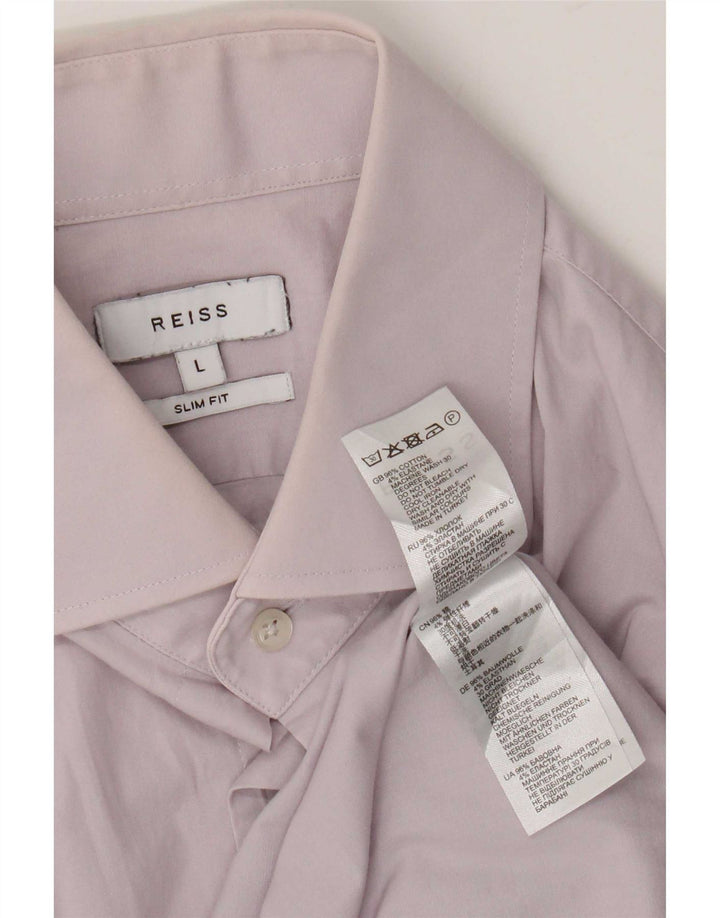 Koszula męska Reiss Slim Fit, duża, fioletowa, bawełniana