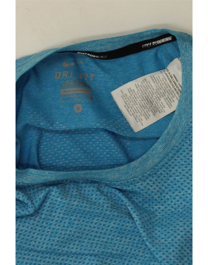 Męski T-shirt Nike Dri Fit, mały, niebieski, nakrapiany poliester