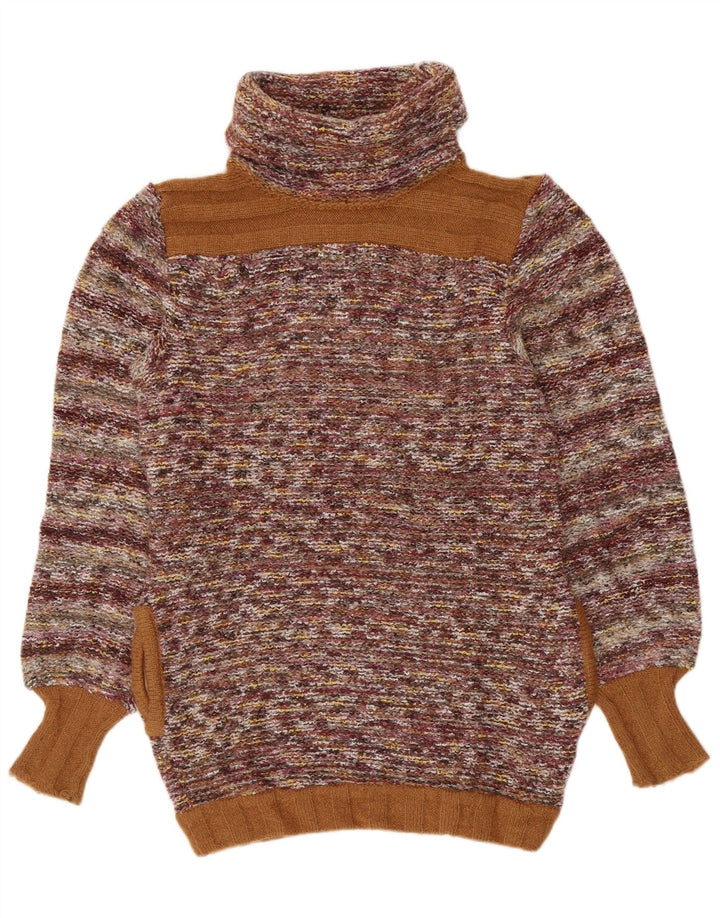 Sweter damski VINTAGE z wywijanym dekoltem UK 14, średnie, wielokolorowe paski