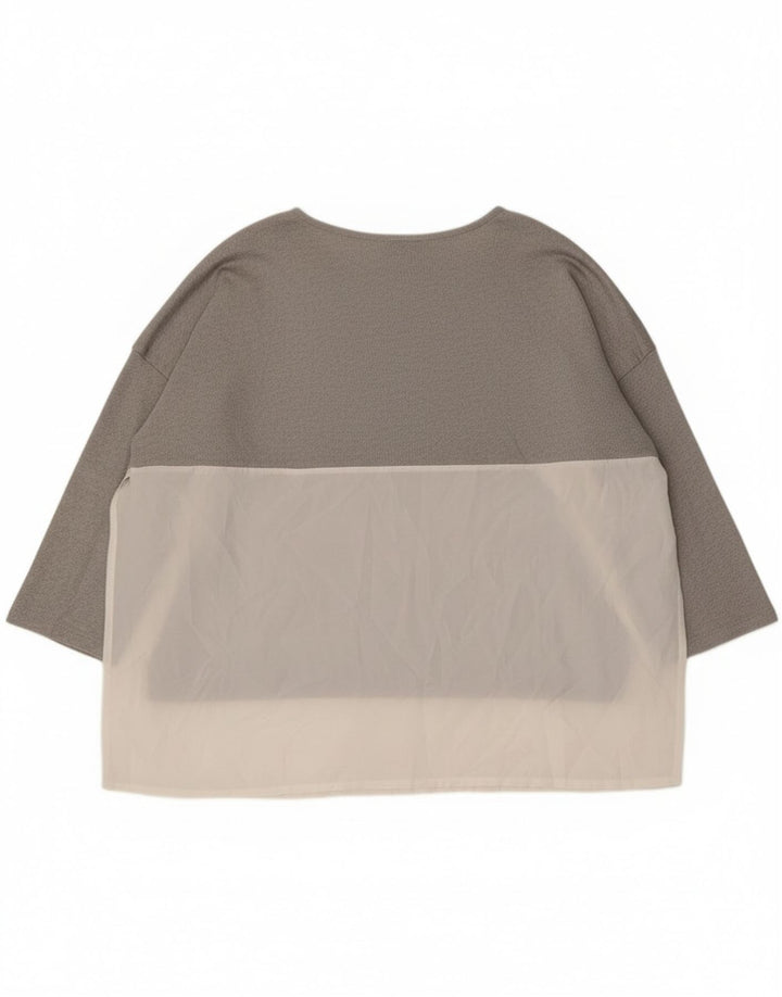 Damski top oversize Zara z rękawem 3/4, UK 14, średni szary, blok kolorów