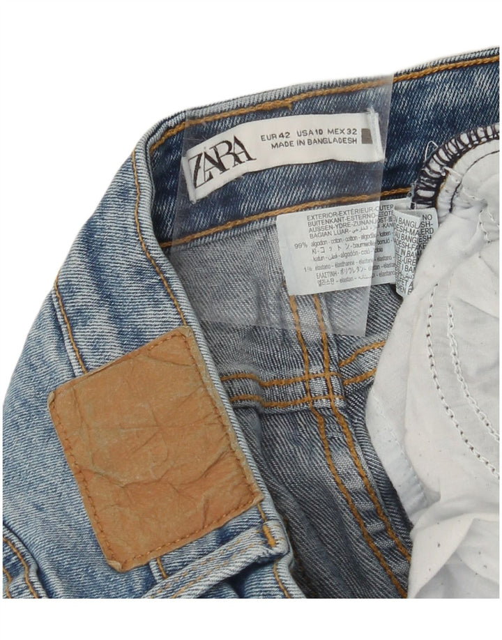 Damskie jeansy ZARA Crop High Talia EU 42 Large W32 L24 Niebieskie bawełniane