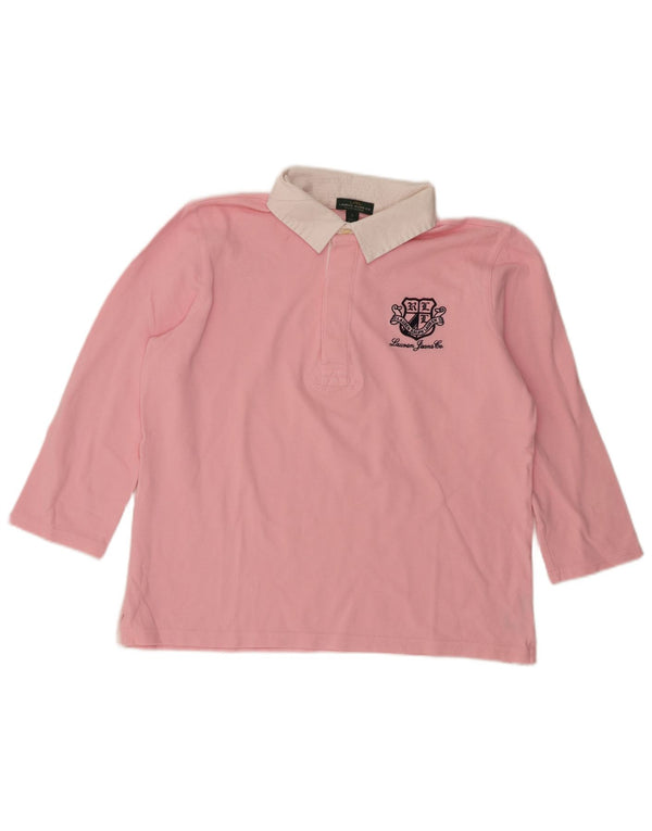 Damska koszulka polo do rugby Ralph Lauren Graphic UK 16, duża, różowa, z blokami kolorów