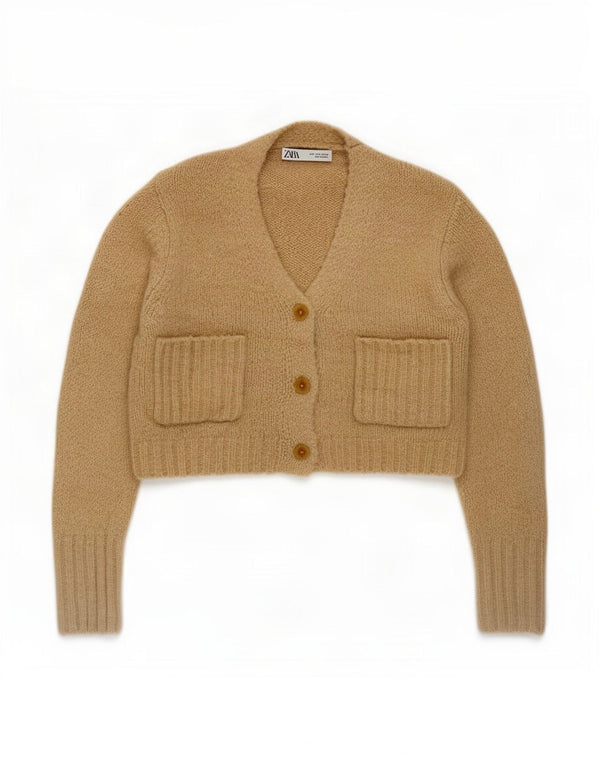 Sweter damski Zara Crop Cardigan UK 10 Small Beżowy poliester