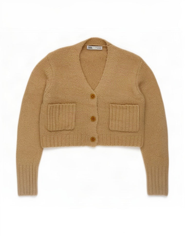 Sweter damski Zara Crop Cardigan UK 10 Small Beżowy poliester