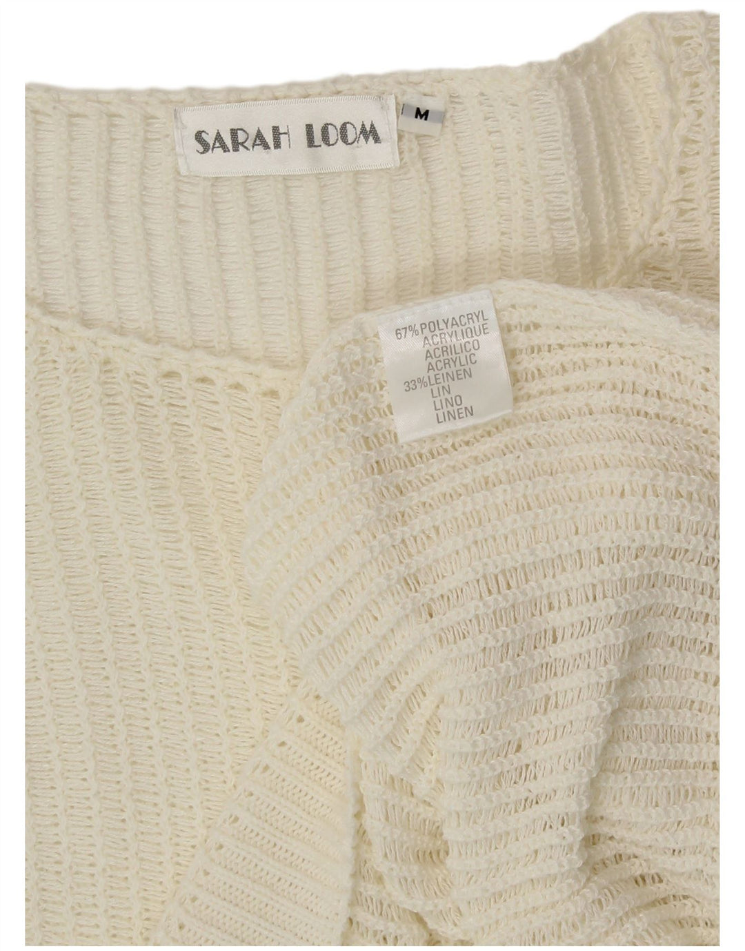 Damski sweter VINTAGE z dekoltem w łódkę, UK 14, średni złamanej bieli