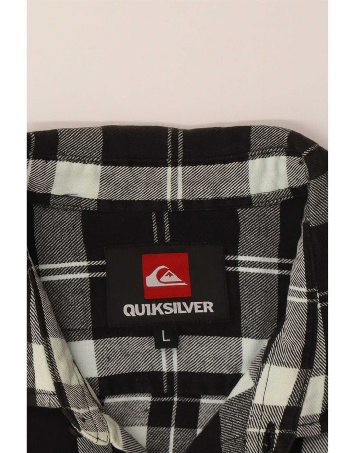 Męska koszula flanelowa Quiksilver, duża, czarna, bawełniana w kratę