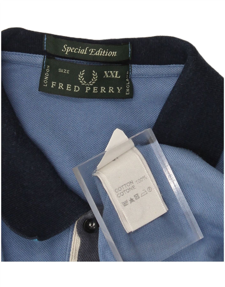 Męska koszulka polo FRED PERRY 2XL, niebieska, bawełniana