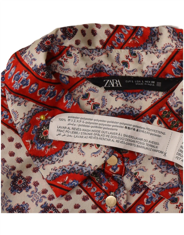 Damska bluzka koszulowa Zara UK 16, duża, wielokolorowa, z poliestru w kwiaty