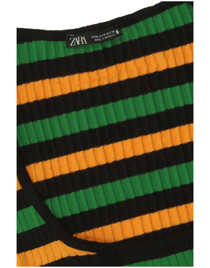 Damski krótki top Zara UK 12, średnie, wielokolorowe paski