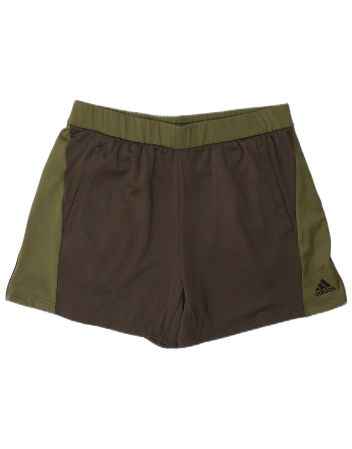 Męskie spodenki sportowe Adidas, duże, zielone, z blokami kolorów, poliestrowe