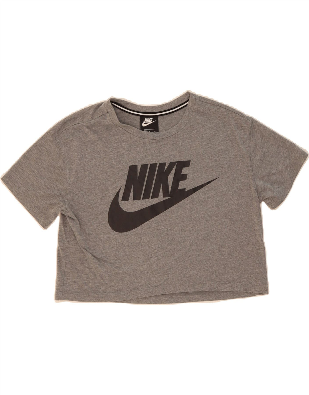 NIKE Womens Crop Graphic T-Shirt Top UK 14 Medium Grey Vintage Nike and Second-Hand Nike from Messina Hembry 