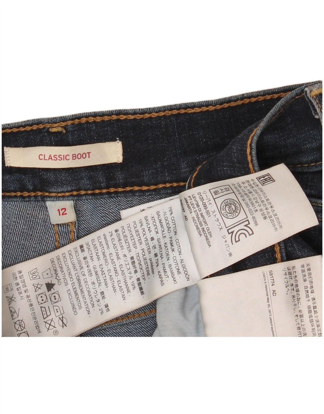 Klasyczne jeansy damskie LEVI'S Bootcut US 12, duże, W31 L30, niebieska bawełna