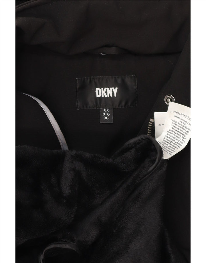 Damska kurtka parka z kapturem Dkny UK 18 XL, czarny poliester