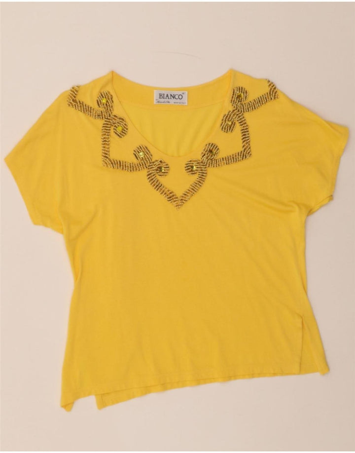 VINTAGE Womens Blouse Top UK 14 Medium Yellow Vintage Vintage and Second-Hand Vintage from Messina Hembry 