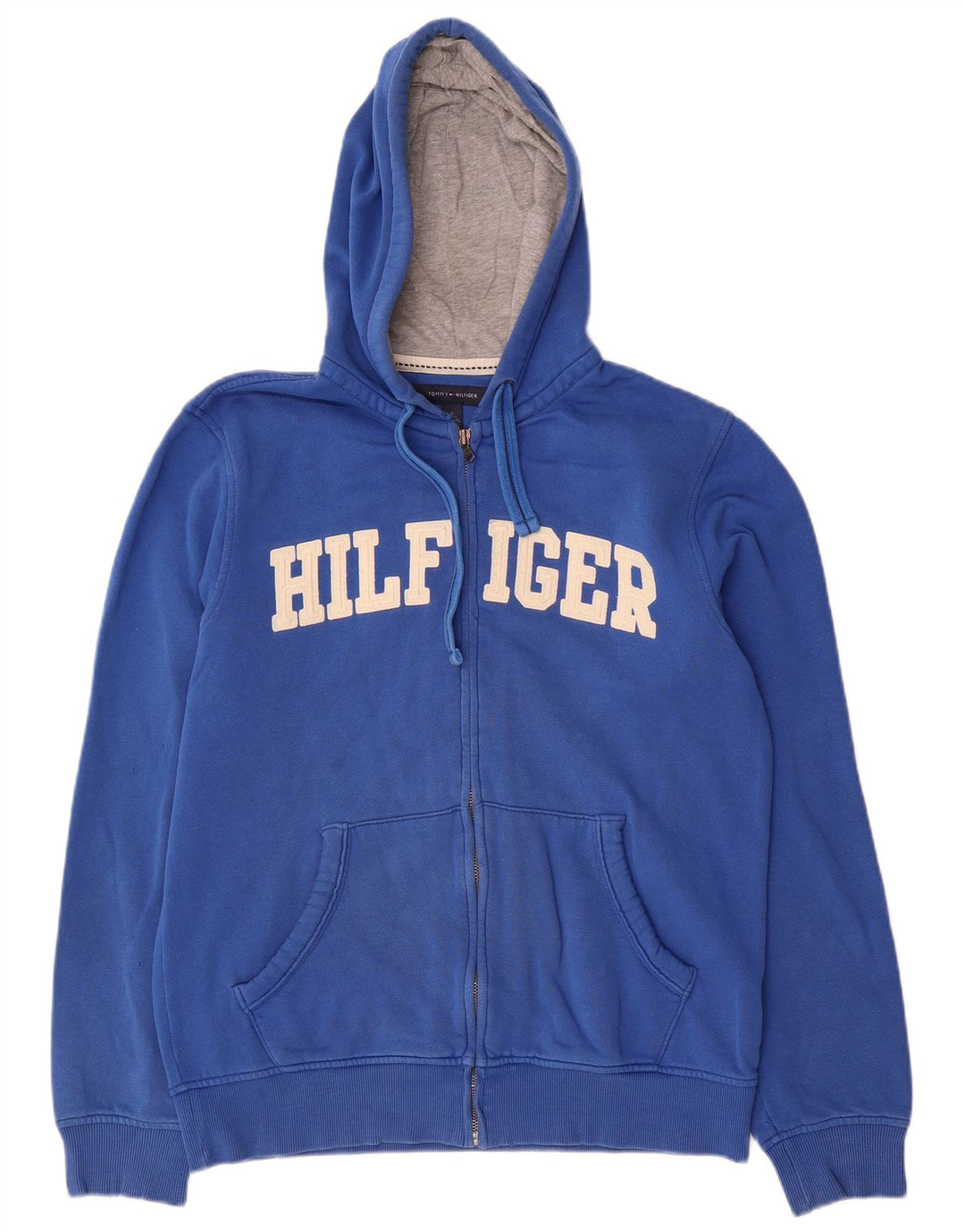 Męski sweter z kapturem i zamkiem błyskawicznym Tommy Hilfiger w kolorze średnioniebieskim