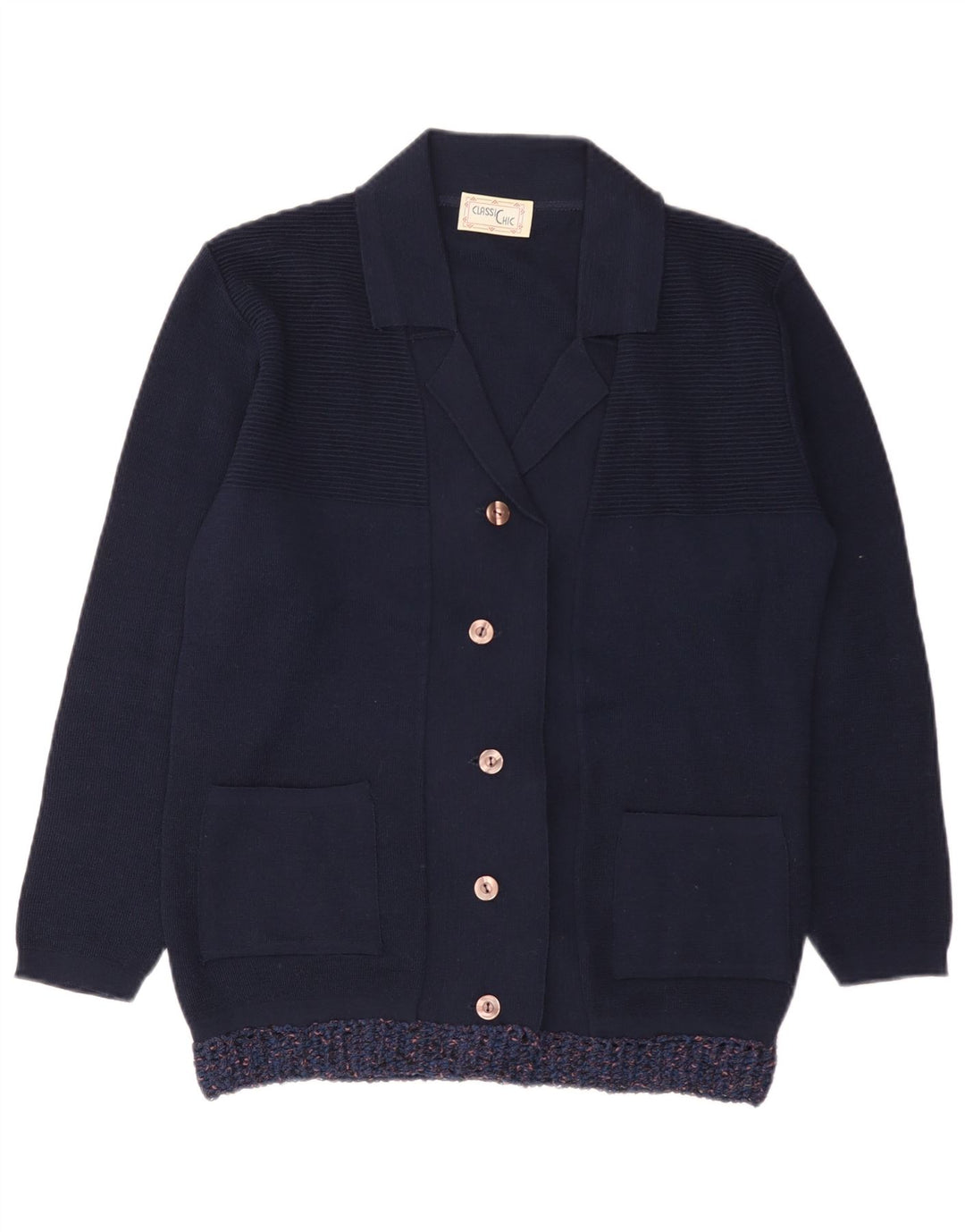 Sweter damski w stylu vintage IT 48 XL Granatowy akryl