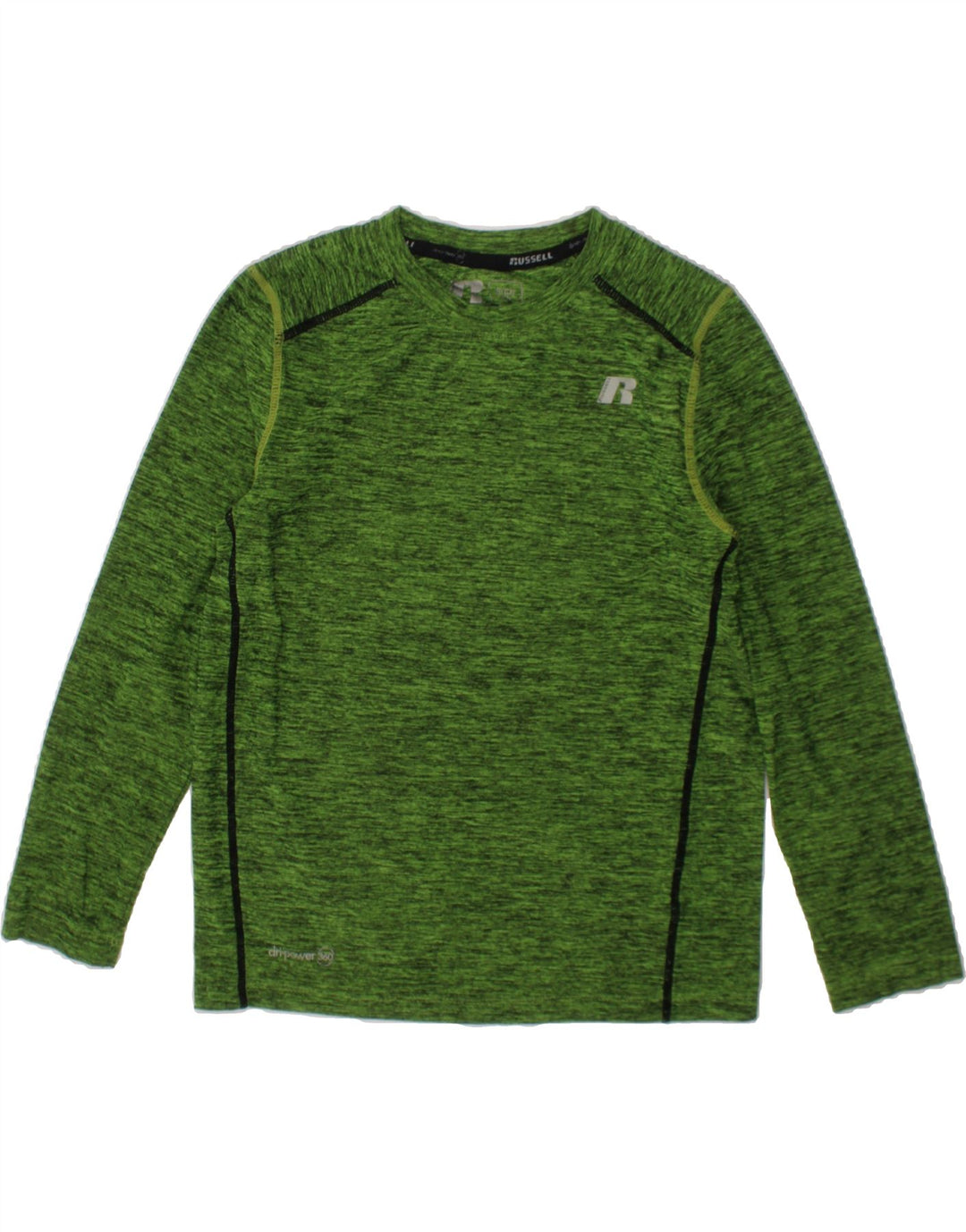 RUSSELL ATHLETIC Boys Top Long Sleeve 6-7 Years Small Green Flecked Vintage Russell Athletic and Second-Hand Russell Athletic from Messina Hembry 