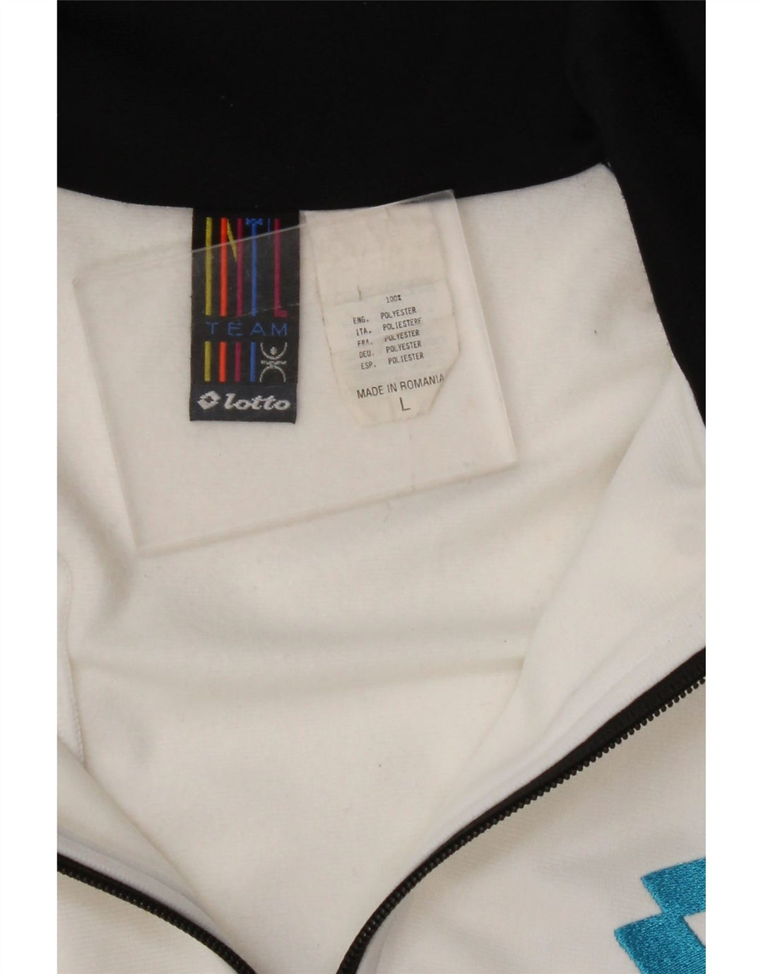 Męska kurtka dresowa LOTTO z grafiką, duża, czarna, poliestrowa z blokami kolorów