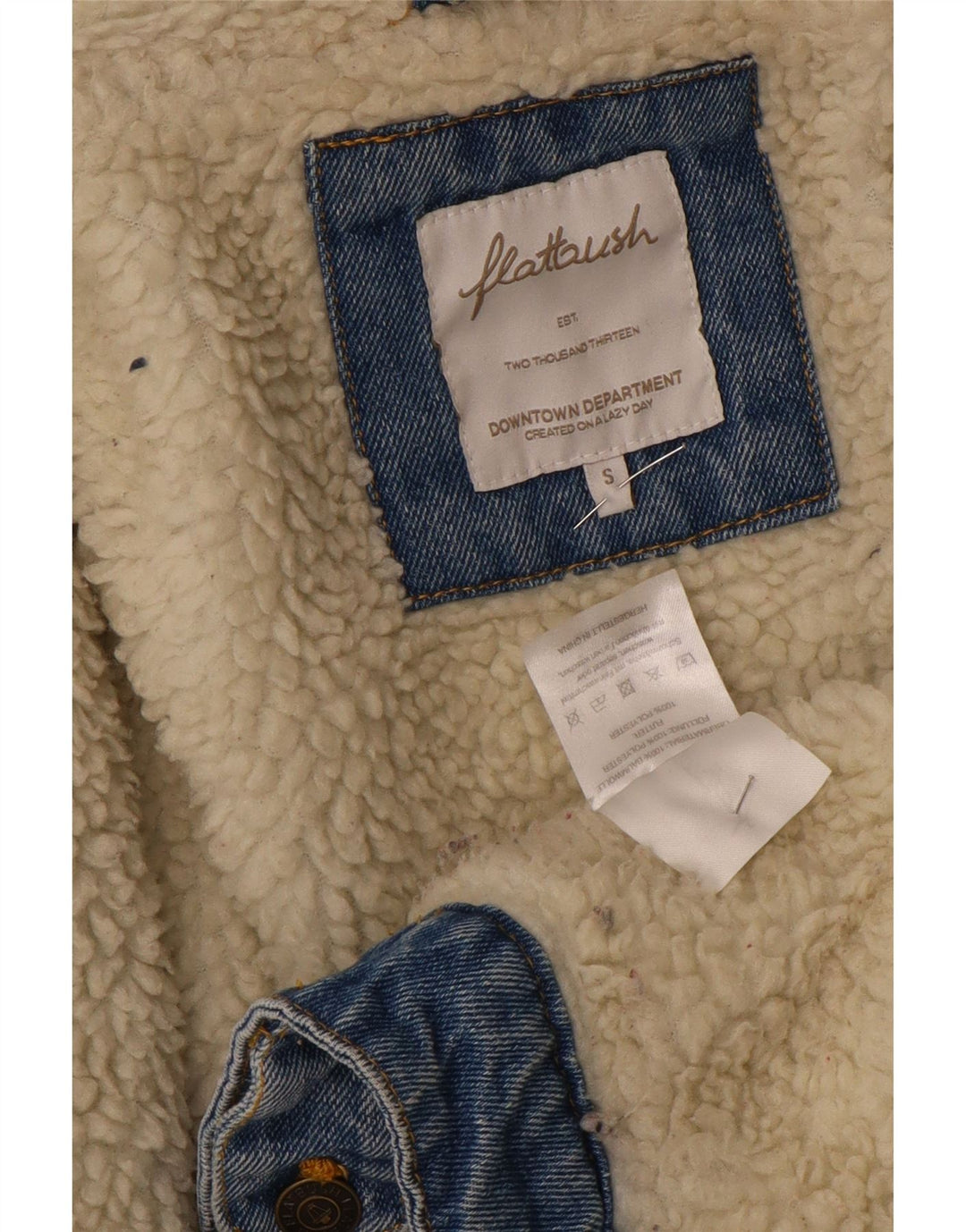 Damska kurtka dżinsowa Flatbush Oversize Sherpa UK 10, mała niebieska, poliester