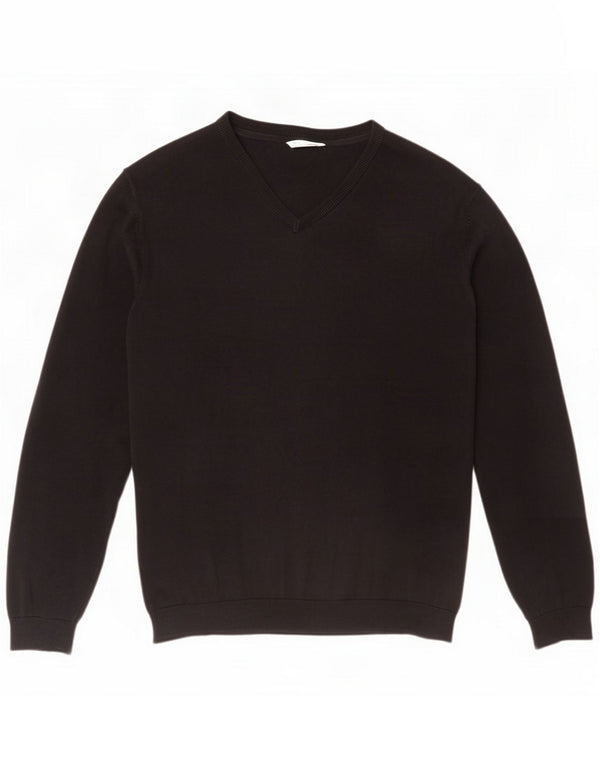 Marks & Spencer Chłopięcy sweter z dekoltem w kształcie litery V, 15-16 lat XL, czarny, bawełniany