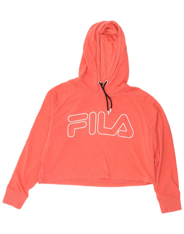 Damska bluza z kapturem Fila Oversize Crop Graphic UK 14 Średnioróżowa bawełna