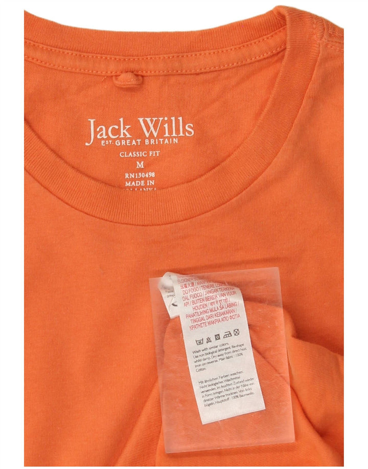 Męska koszulka T-shirt JACK WILLS o klasycznym kroju, średnia, pomarańczowa, bawełniana