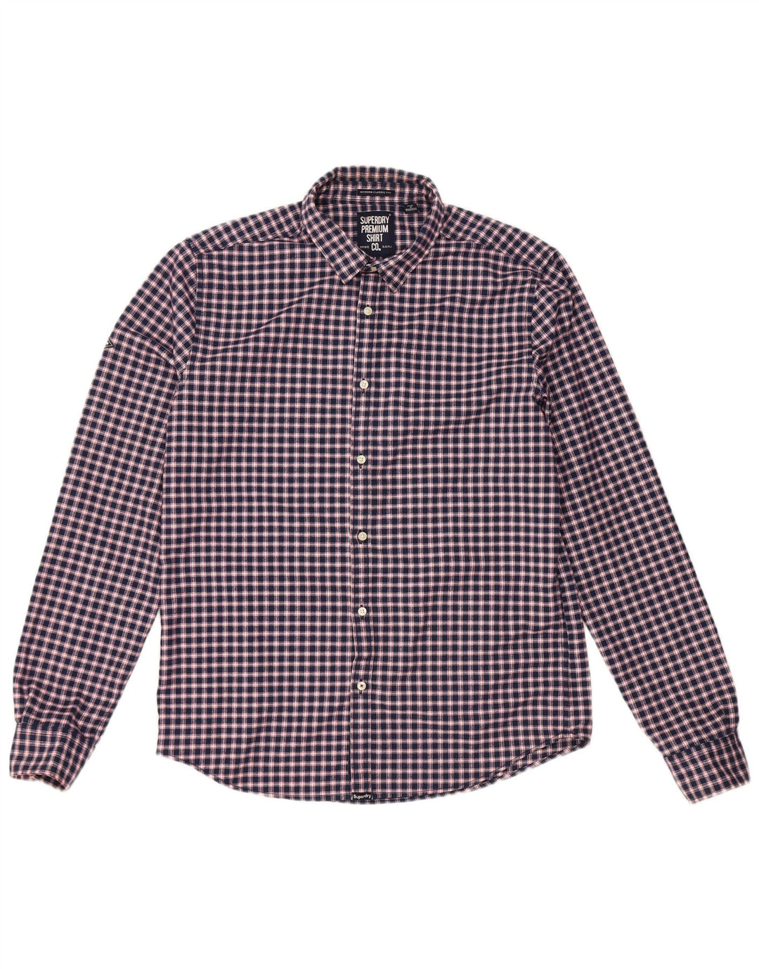 Męska koszula flanelowa Superdry o klasycznym kroju, duża, granatowa, poliester w kratę