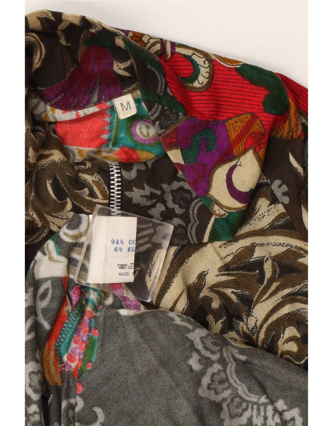 Vintage damski płaszcz oversize UK 14, średnia, wielobarwna bawełna Paisley