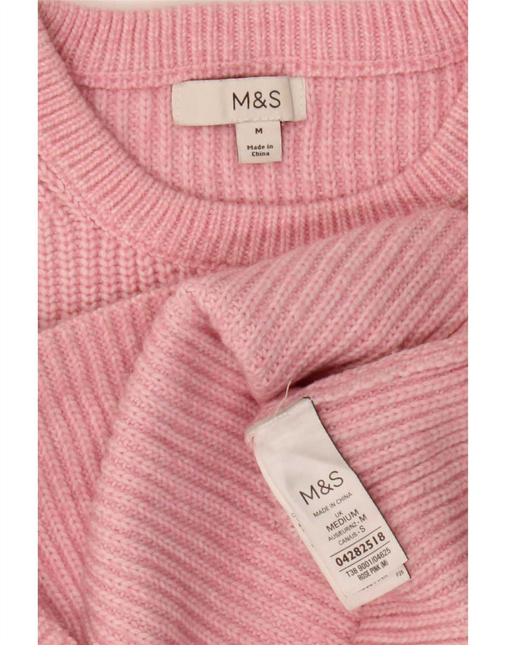 Marks & Spencer Damski sweter z dekoltem w łódkę, UK 14, średni różowy poliester
