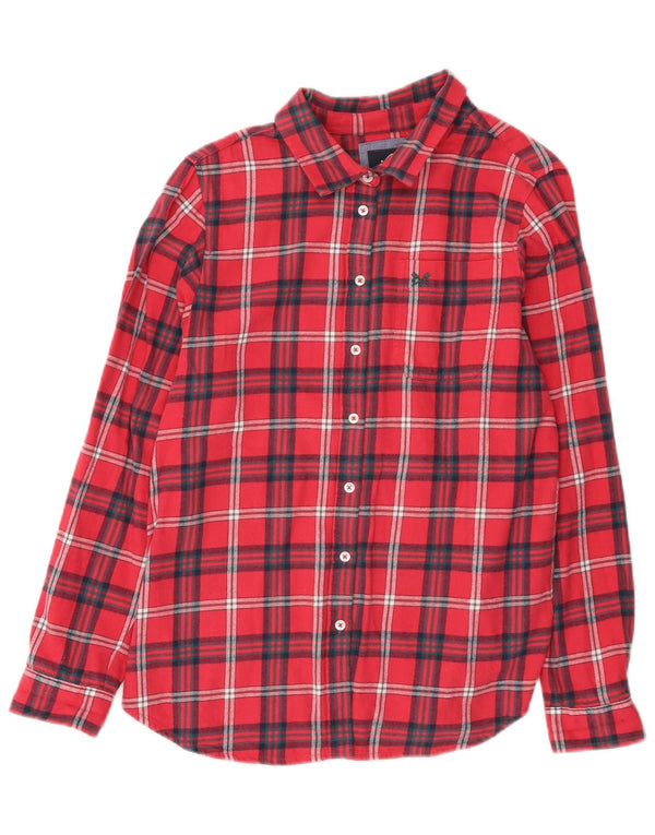 Crew Clothing Damska koszula flanelowa o swobodnym kroju UK 12, średnia czerwona kratka