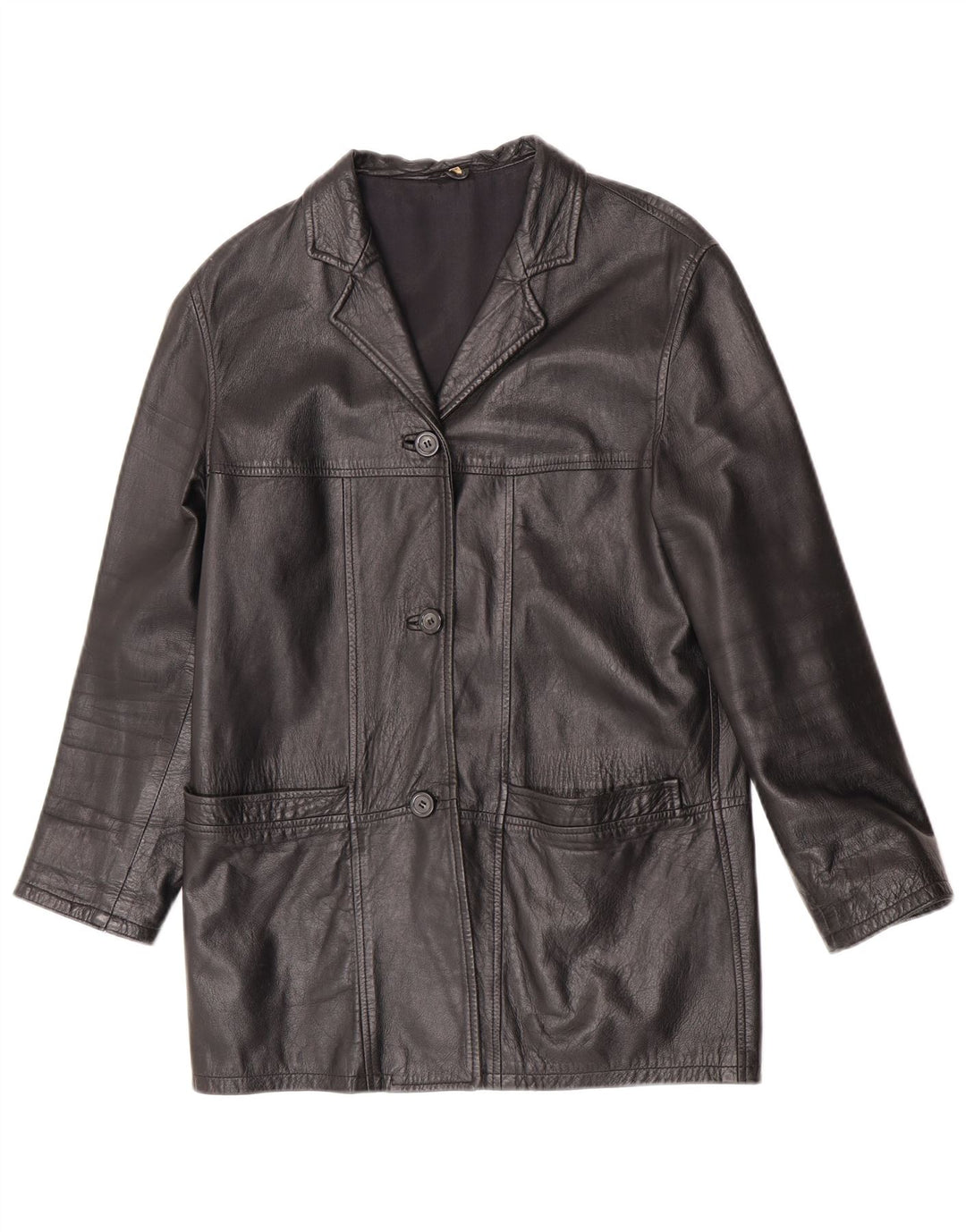 Vintage damska kurtka skórzana IT 42, średnia czarna skóra