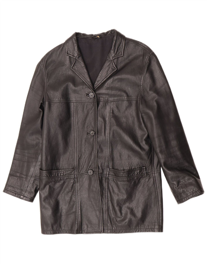 Vintage damska kurtka skórzana IT 42, średnia czarna skóra