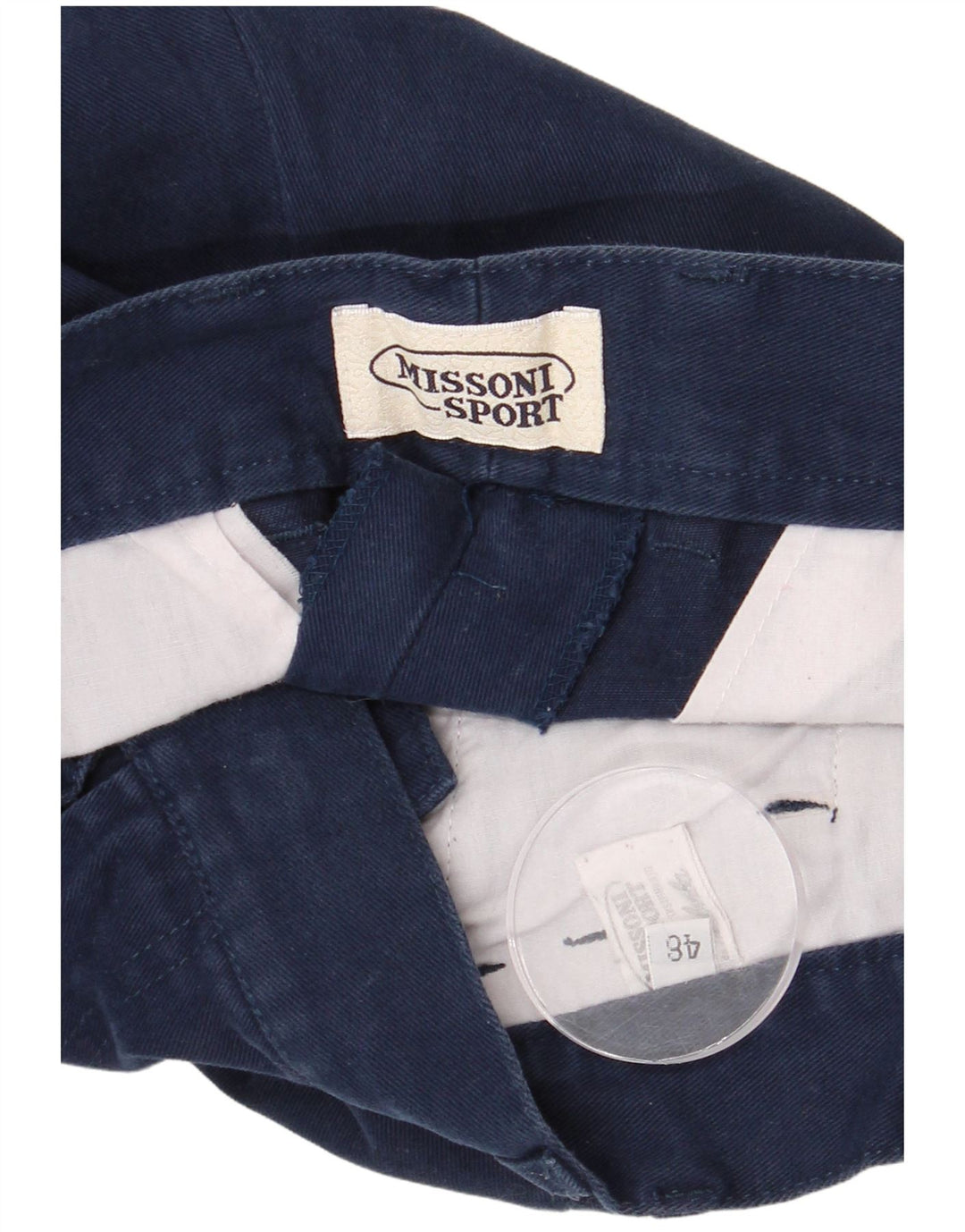 Męskie spodnie garniturowe MISSONI IT 48 Medium W30 L30 Granatowa bawełna