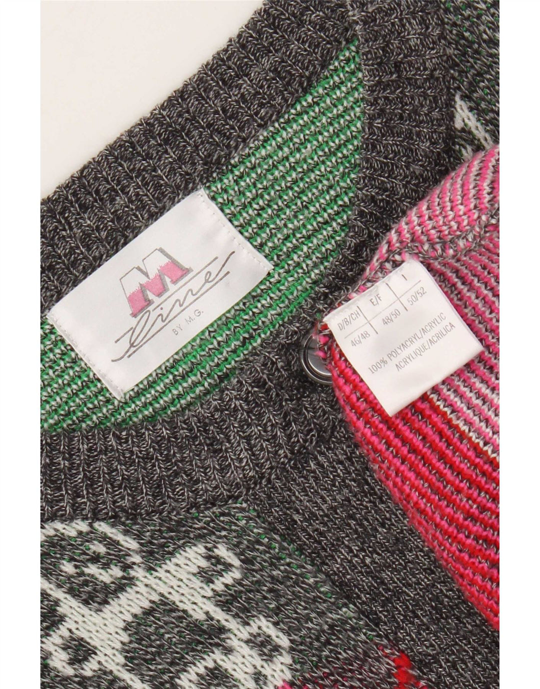 Sweter damski w stylu vintage IT 50/52 XL Wielobarwny wzór argyle/diament