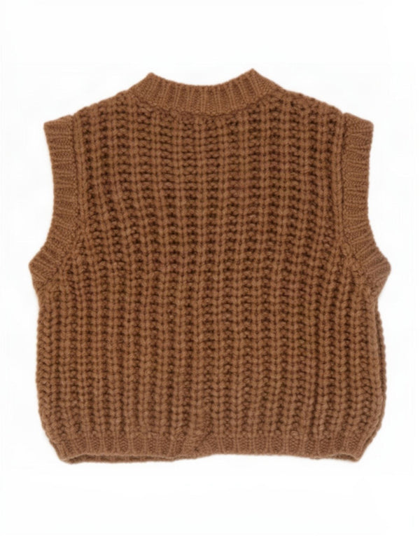 Damski sweter oversize bez rękawów Zara UK 10 Mały brązowy akryl