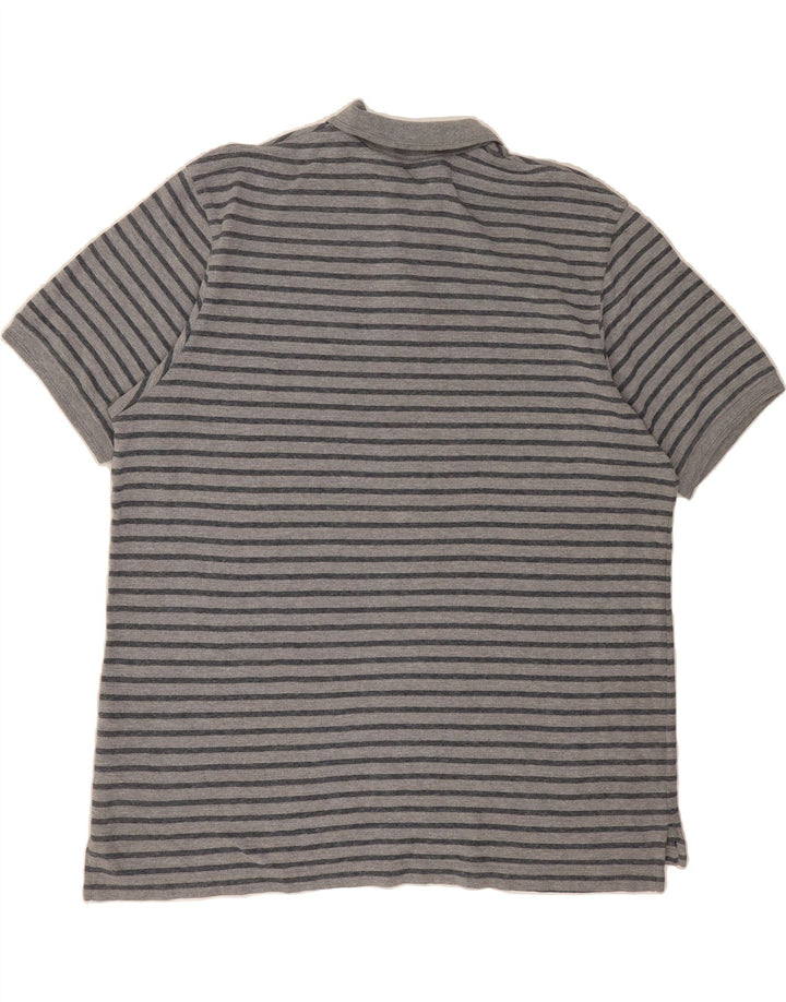 EDDIE BAUER Mens Polo Shirt XL Grey Striped Cotton Vintage Eddie Bauer and Second-Hand Eddie Bauer from Messina Hembry 