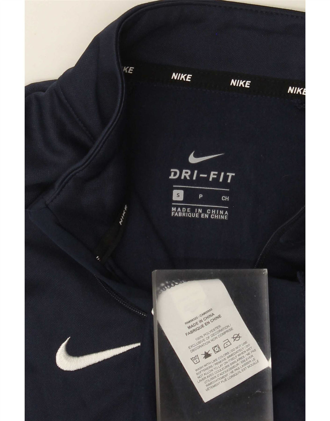Męska bluza dresowa Nike Dri Fit z zamkiem błyskawicznym, mała, granatowa, poliestrowa