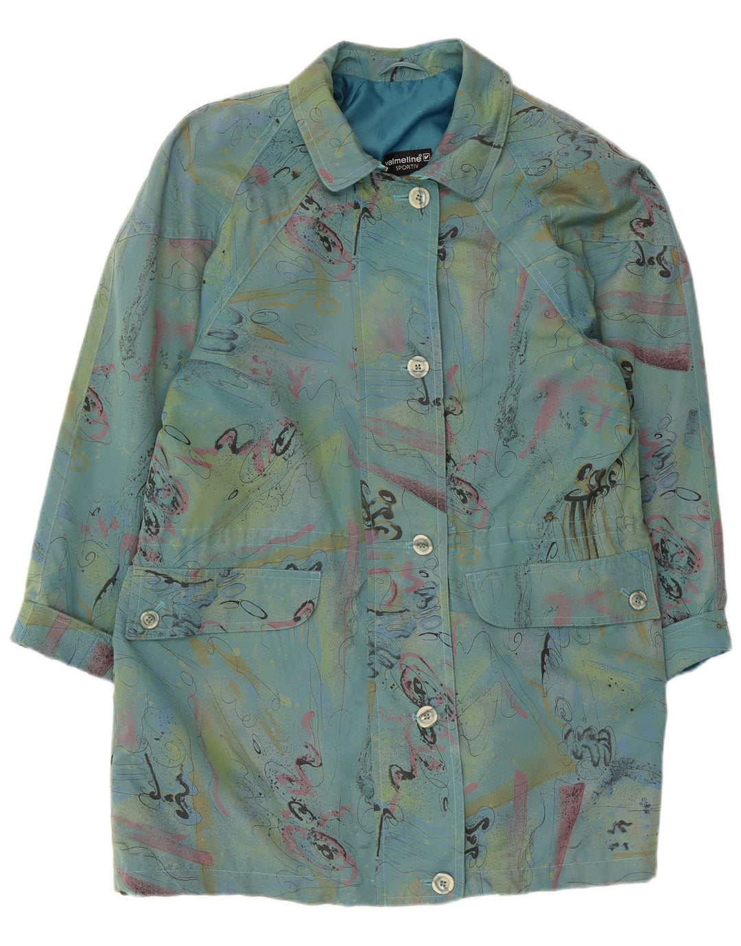 Damski płaszcz oversize VALMELINE EU 36 w małych niebieskich blokach kolorów