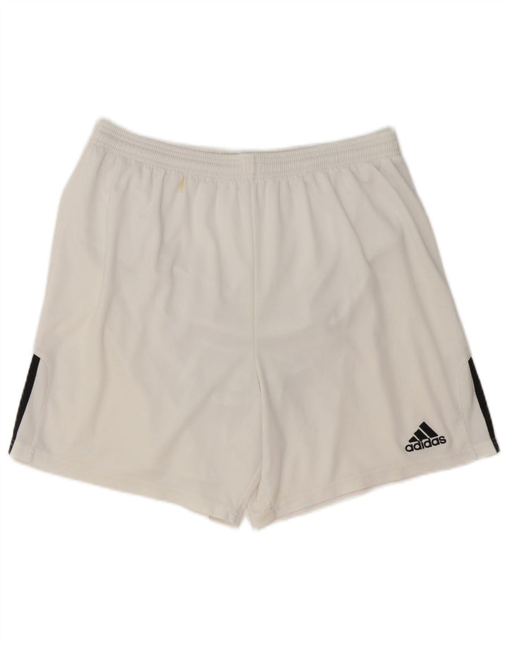 Męskie spodenki sportowe Adidas, duże, białe, z blokami kolorów, poliestrowe