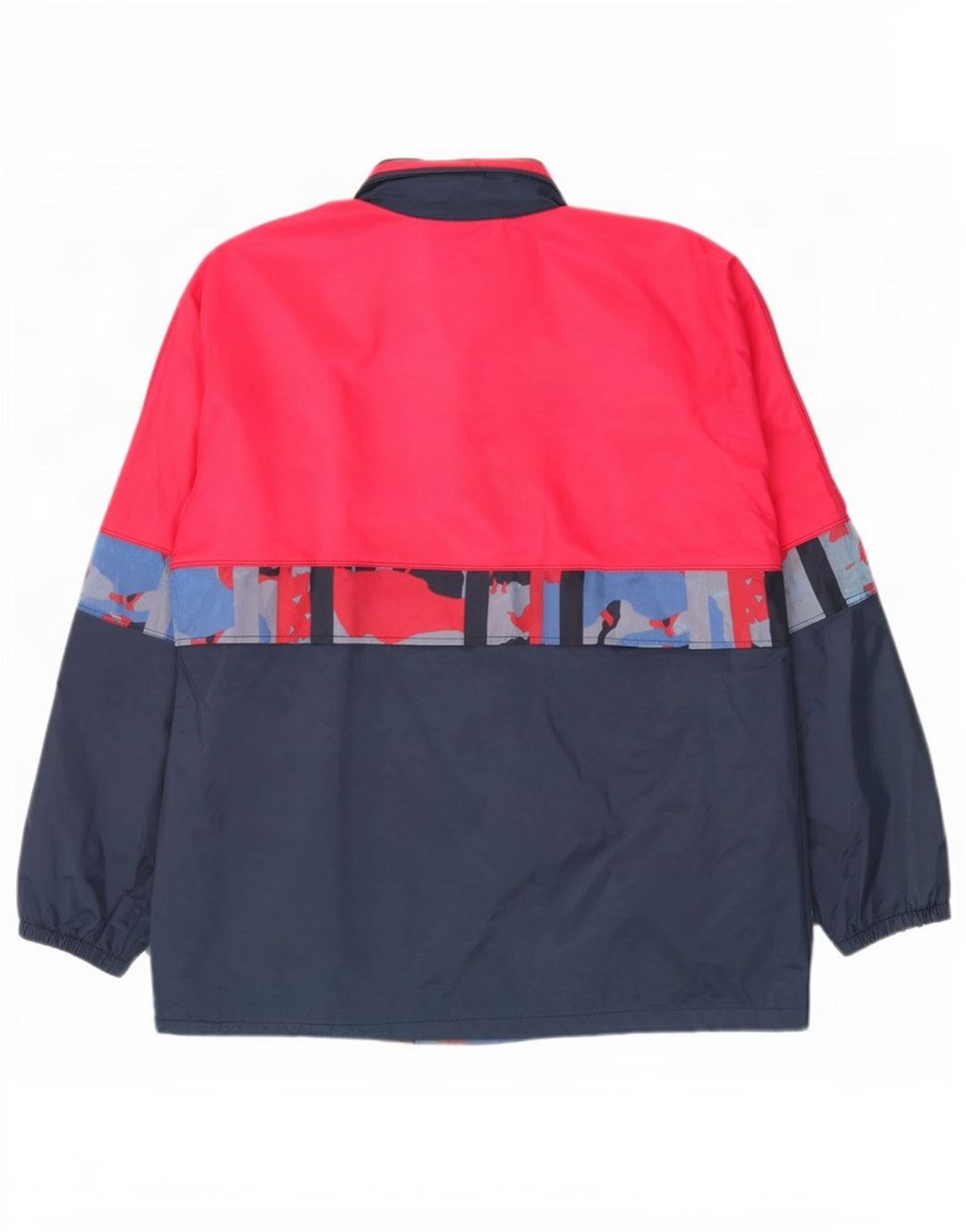 Męska kurtka przeciwdeszczowa z kapturem w stylu vintage UK 38 Średni granatowy nylon w blokach kolorów