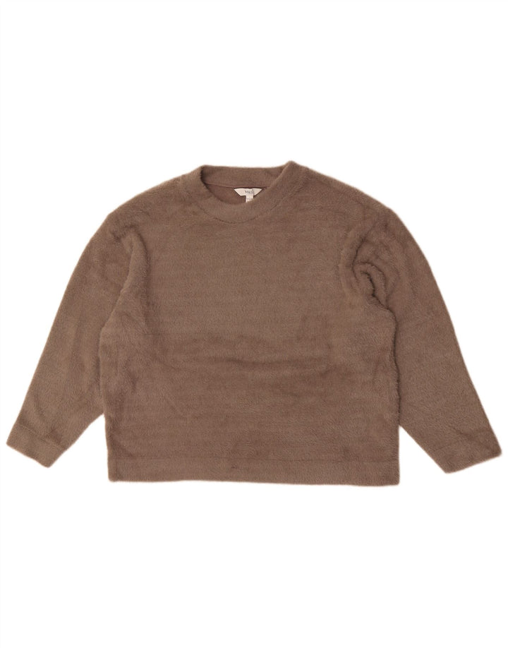 Marks & Spencer Damski sweter oversize z okrągłym dekoltem, UK 16, duży, beżowy