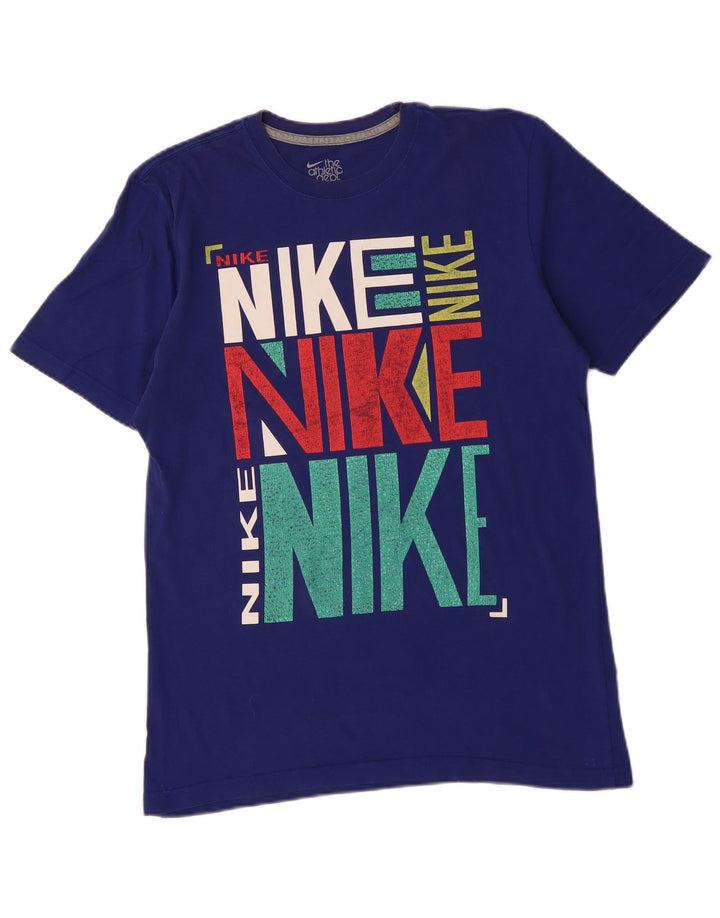 Męski T-shirt NIKE o regularnym kroju z grafiką, średni niebieski, bawełniany