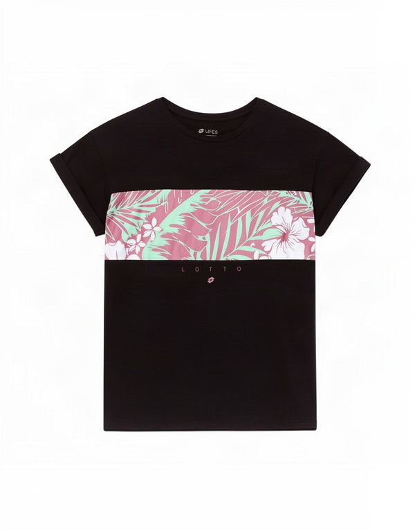 Lotto Womens Life's Graphic T-Shirt Top UK 10 Small Black Floral