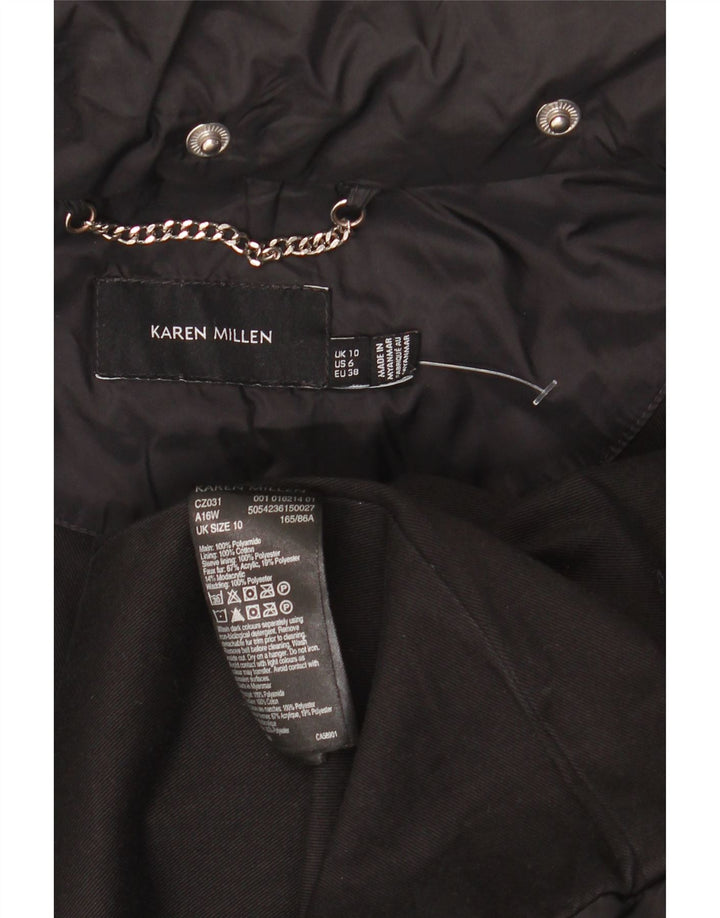 Karen Millen Męski ocieplany płaszcz UK 10 Mały czarny poliamid