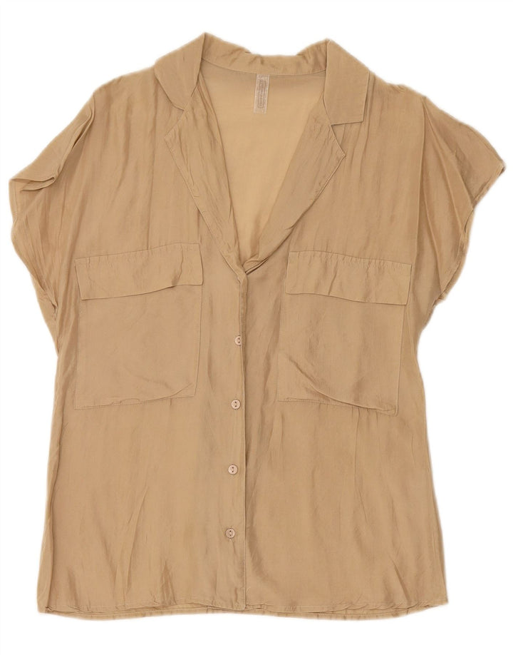 INTIMISSIMI Womens Short Sleeve Shirt UK 10 Small Beige