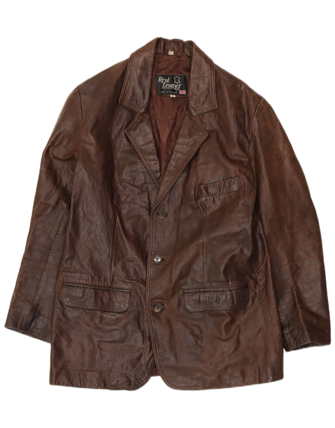 Męska kurtka skórzana VINTAGE UK 42 XL Brązowa skóra