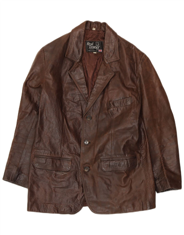 Męska kurtka skórzana VINTAGE UK 42 XL Brązowa skóra