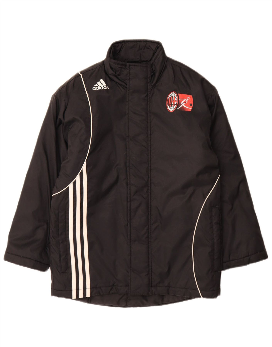 Adidas Chłopięcy Ocieplany Płaszcz AC Milan 9-10 Lat Czarny Poliester